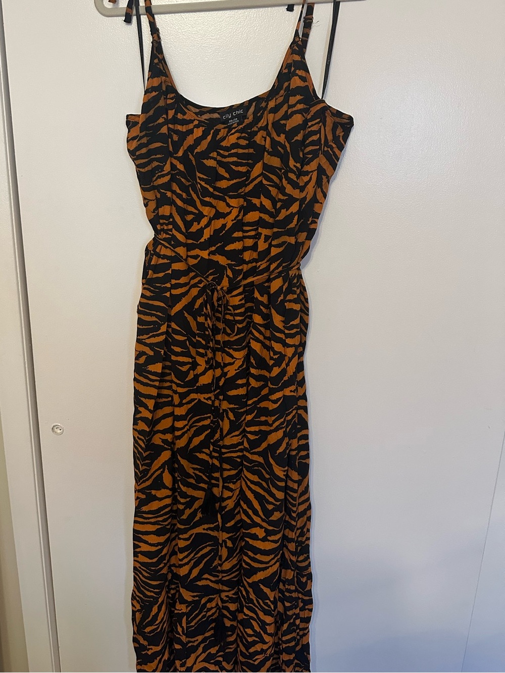 City Chic Black and Rust Tiger-Print Maxi Dress